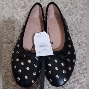 Time and Tru Women's Size 7 Black Studded Ballet Flats